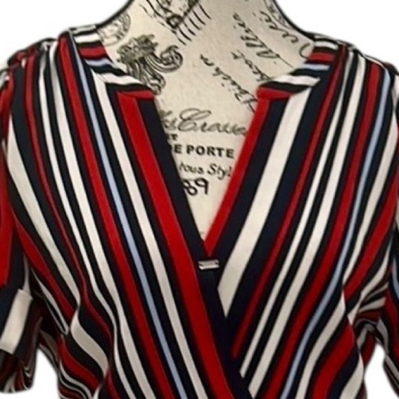 Tommy Hilfiger Nautical Stripe Wrap Midi Dress Red White Blue Size M - Picture 4 of 8